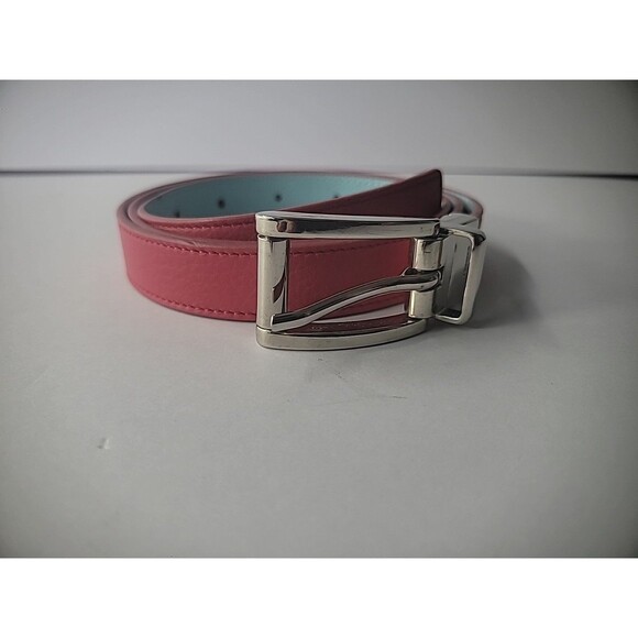 Vintage Belt Reversible Red Blue Women Silver Tone Hardware Accessory Italy - Picture 7 of 12